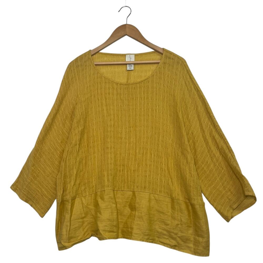 Joie Top Womens 1X Yellow Linen Textured Lightweight Boho Blouse Beach Cottage